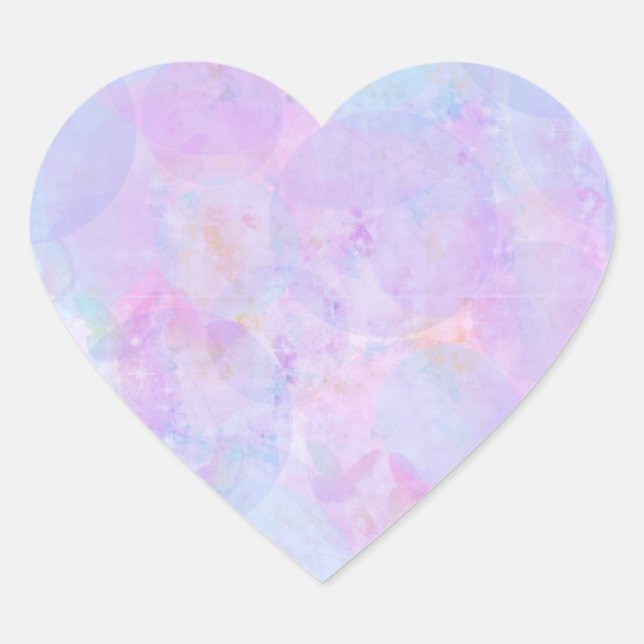 Pastel Lavender and Blue Circle Design Small Heart Heart Sticker (Front)