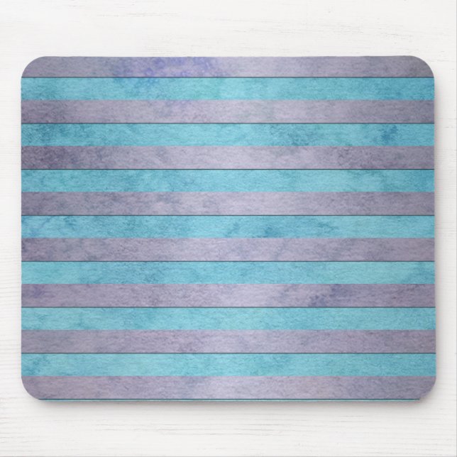 Pastel Lavender and Teal Blue Stripes Pattern Mouse Pad (Front)