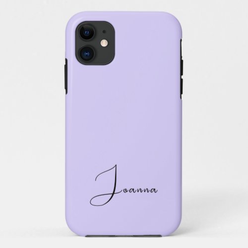 Pastel Lavender Blue Solid Color  Minimalist Name iPhone 11 Case