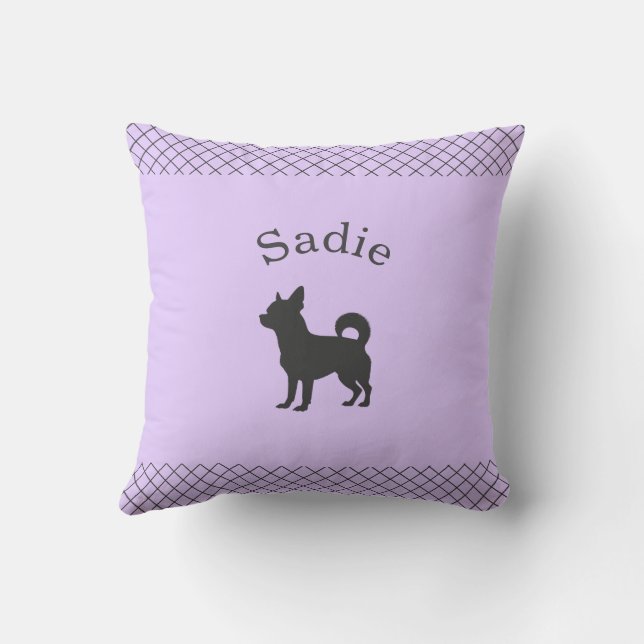 Pastel Lavender Chihuahua | Personalized Matching Throw Pillow (Back)