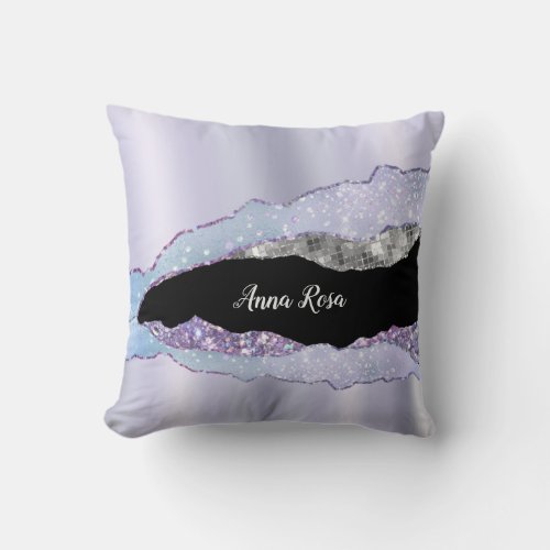  Pastel Lavender  Gittler Silver Agate Cosmic Throw Pillow