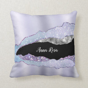 *~* Pastel Lavender Gittler Silver Agate Cosmic Throw Pillow