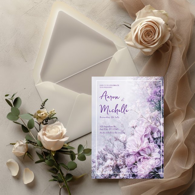 Pastel Lavender Lilac Floral Spring Wedding Invitation (Creator Uploaded)