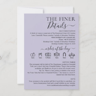 Pastel Lavender Lilac Wedding Finer Details Invitation