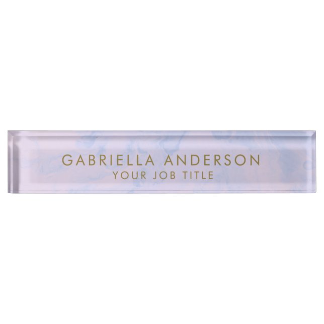 Pastel Lavender Marble Girly Professional Office Desk Name Plate (Front)