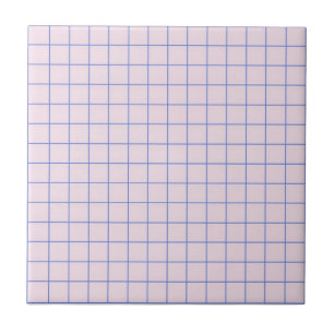 Pastel Lavender & Navy Blue Checkered Pattern Ceramic Tile