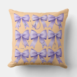 Pastel Lavender Nurse Bow Throw Pillow