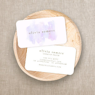 Pastel Lavender Pink Watercolor Glitter Stars Busi Business Card
