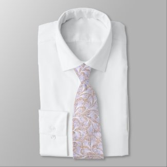 PASTEL LAVENDER-PINK, WHITE AND BEIGE LEAFY DESIGN