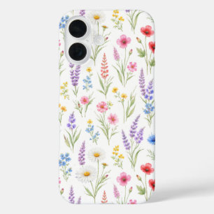 Pastel Lavender Pink Wildflowers iPhone 16 Case