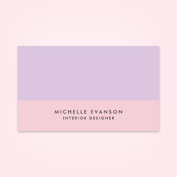 Pastel Lavender Purple And Pink Colorblock Simple Business Card by whimsydesigns at Zazzle