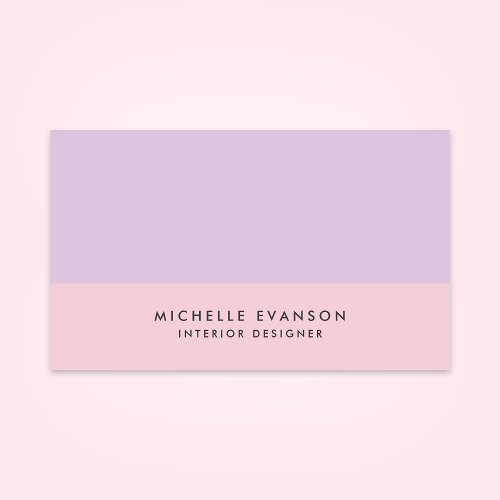 Pastel Lavender Purple and Pink Colorblock Simple Business Card