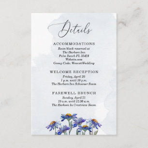 Pastel Lavender Purple Daisies Wedding Details Enclosure Card