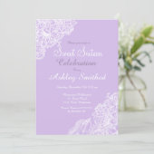 Pastel lavender purple floral lace Sweet 16 Invitation (Standing Front)