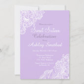 Pastel lavender purple floral lace Sweet 16 Invitation (Front)