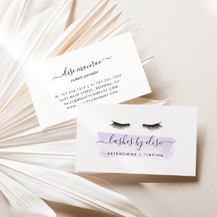 Pastel Lavender Purple Watercolor Lash Services Business Card