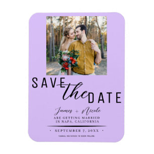 Pastel Lavender Save the Date Photo Wedding Magnet