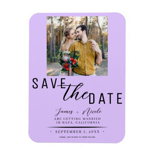Pastel Lavender Save the Date Photo Wedding Magnet