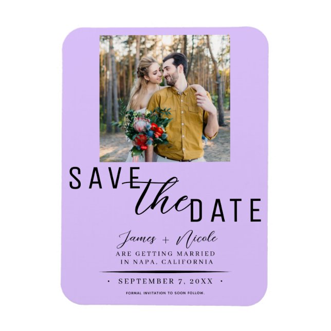Pastel Lavender Save the Date Photo Wedding Magnet (Vertical)