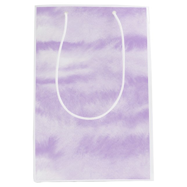 Pastel Lavender Tie-Dye Watercolor Effect Medium Gift Bag (Front)