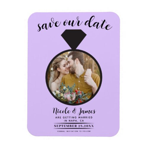 Pastel Lavender Wedding Ring Photo Save the Date Magnet