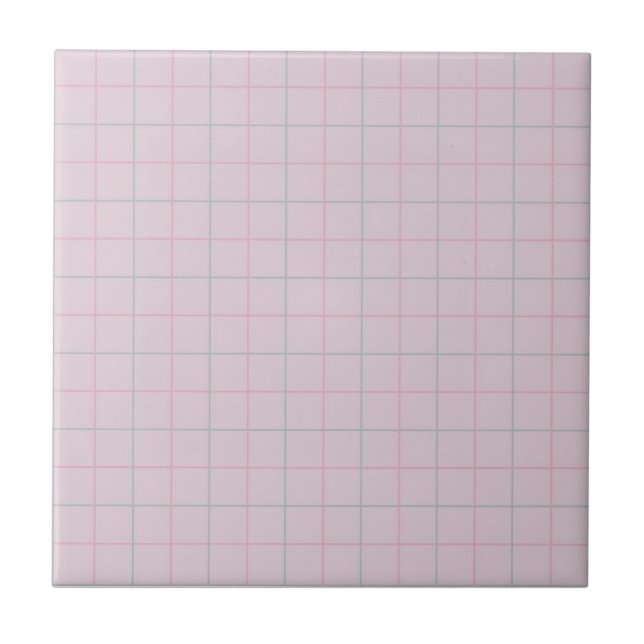 Pastel Lavender with Pink & Sage Green Checkered Ceramic Tile (Front)