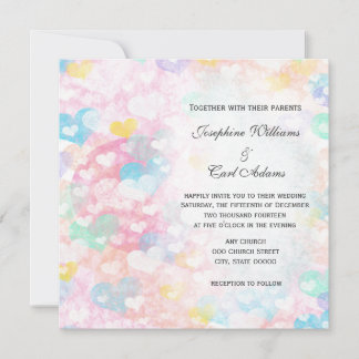 Pastel Layered Hearts Wedding Invites