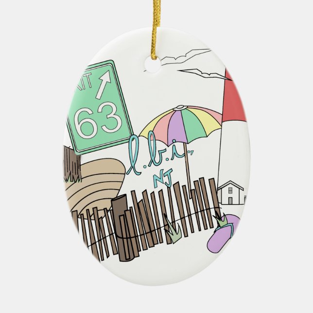 Pastel LBI Love Collage Ceramic Ornament (Front)
