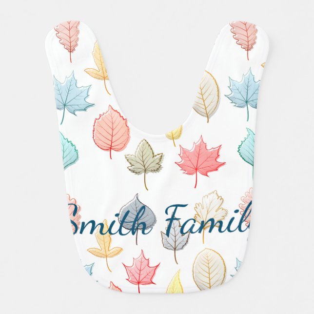 Pastel Leaves Baby Bib (Front)