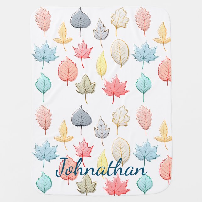 Pastel Leaves Baby Blanket (Front)