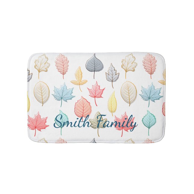 Pastel Leaves Bath Mat (Front)