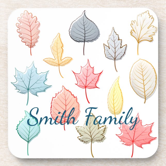 Pastel Leaves Beverage Coaster (Front)
