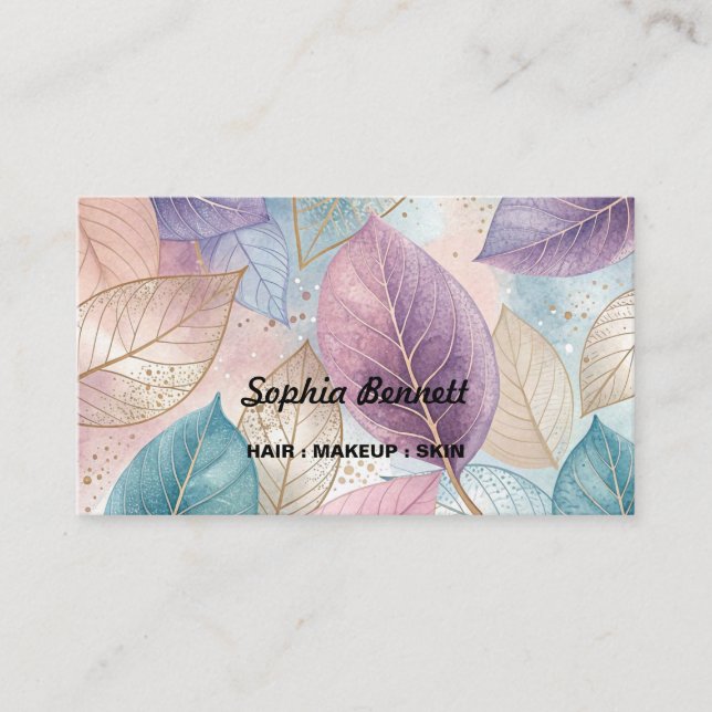 Pastel leaves  business card (Front)