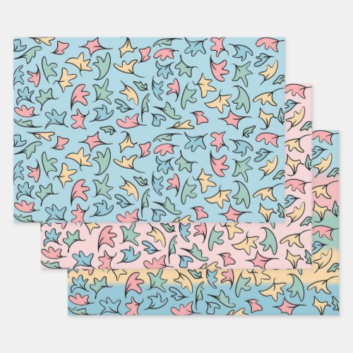 Pastel Leaves Collection 1 Wrapping Paper Sheets