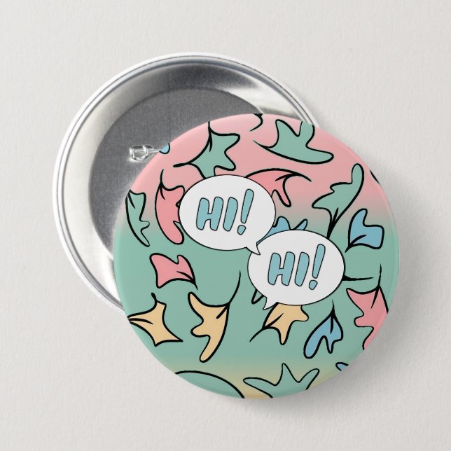 Pastel Leaves Colorful Button (Front & Back)