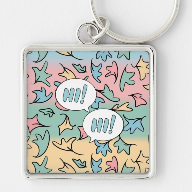 Pastel Leaves Colorful Keychain (Front)