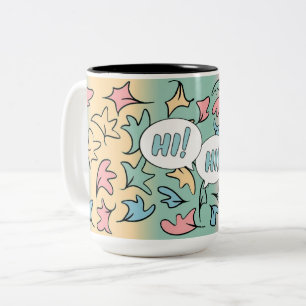 Pastel Leaves Colorful Two-Tone Coffee Mug