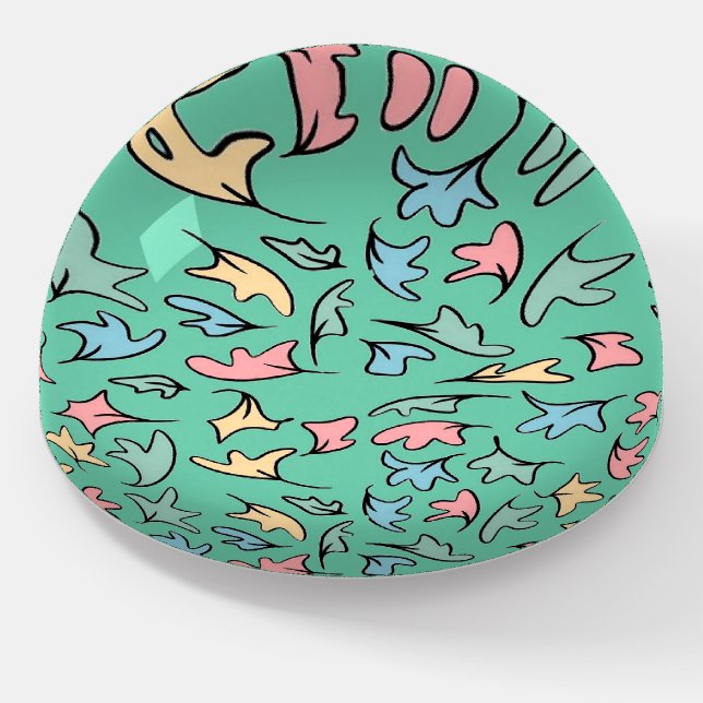 Pastel Leaves Green Paperweight (Angled)