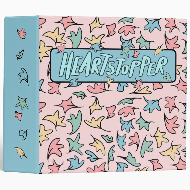 Pastel Leaves Pink 3 Ring Binder (Front/Spine)