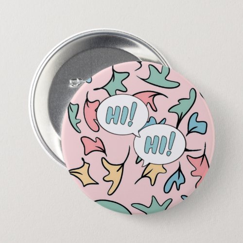 Pastel Leaves Pink Button