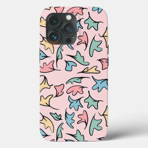 Pastel Leaves Pink iPhone 13 Pro Case