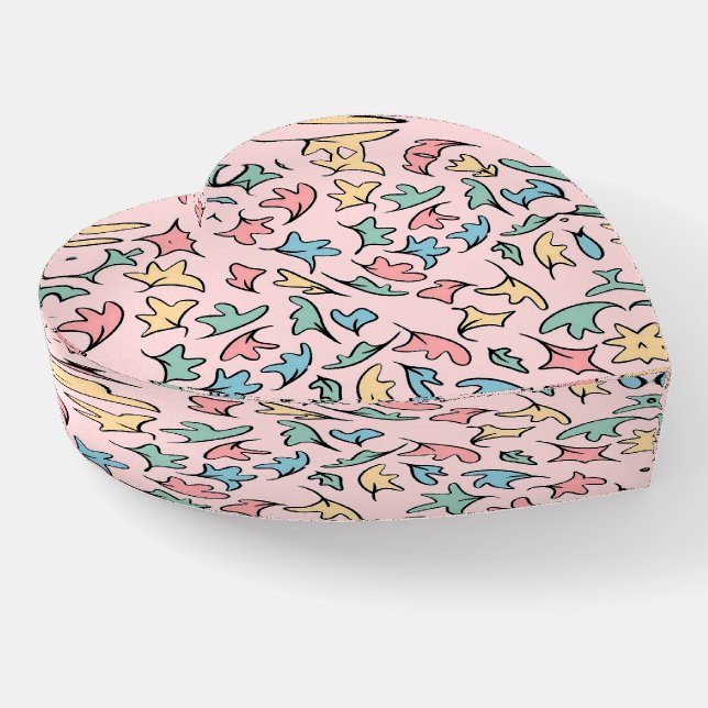 Pastel Leaves Pink Paperweight (Angled)