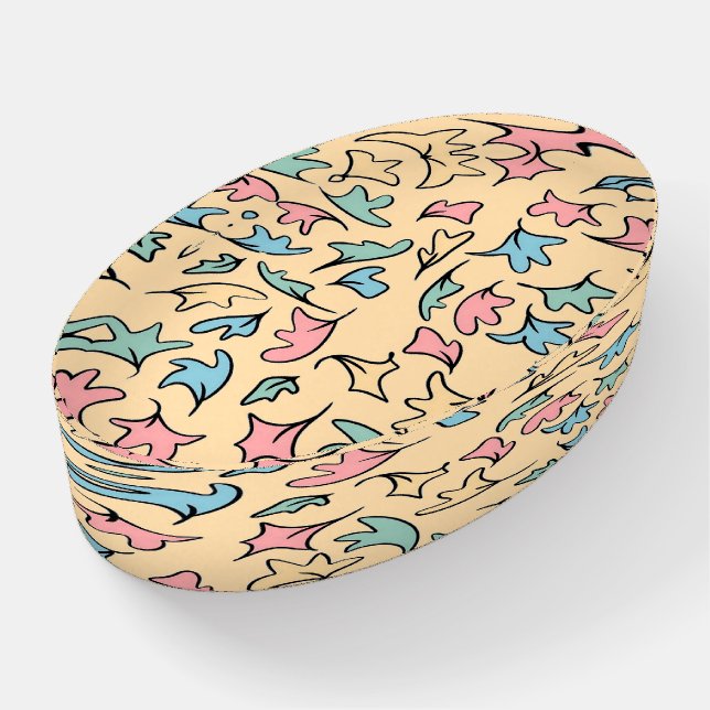 Pastel Leaves Yellow Paperweight (Angled)