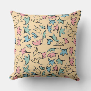 Pastel Leaves Yellow Throw Pillow