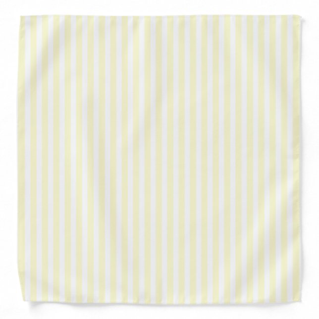 Pastel Lemon Yellow and White Stripes Pale Yellow Bandana (Front)