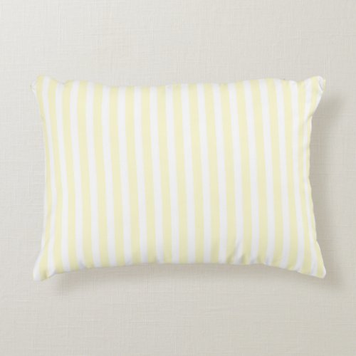 Pastel Lemon Yellow and White Stripes Pale Yellow Decorative Pillow