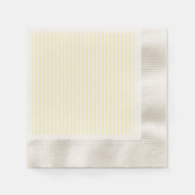 Pastel Lemon Yellow and White Stripes Pale Yellow Napkins (Front)
