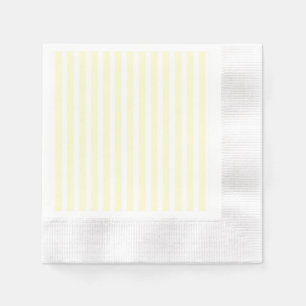 Pastel Lemon Yellow and White Stripes Pale Yellow Paper Napkins