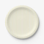 Pastel Lemon Yellow and White Stripes Pale Yellow Paper Plates