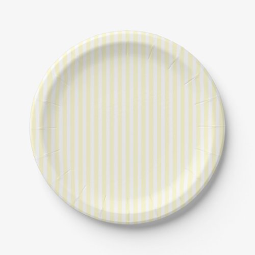 Pastel Lemon Yellow and White Stripes Pale Yellow Paper Plates
